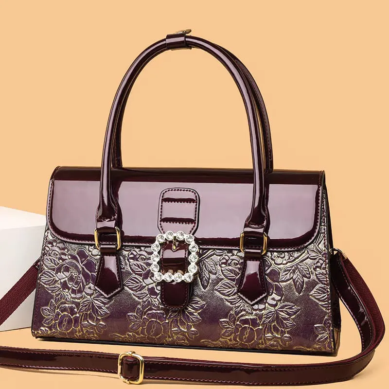 Floral Embossed Satchel Bag