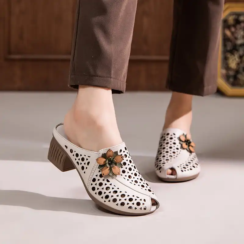 Cowhide Thick High Heel